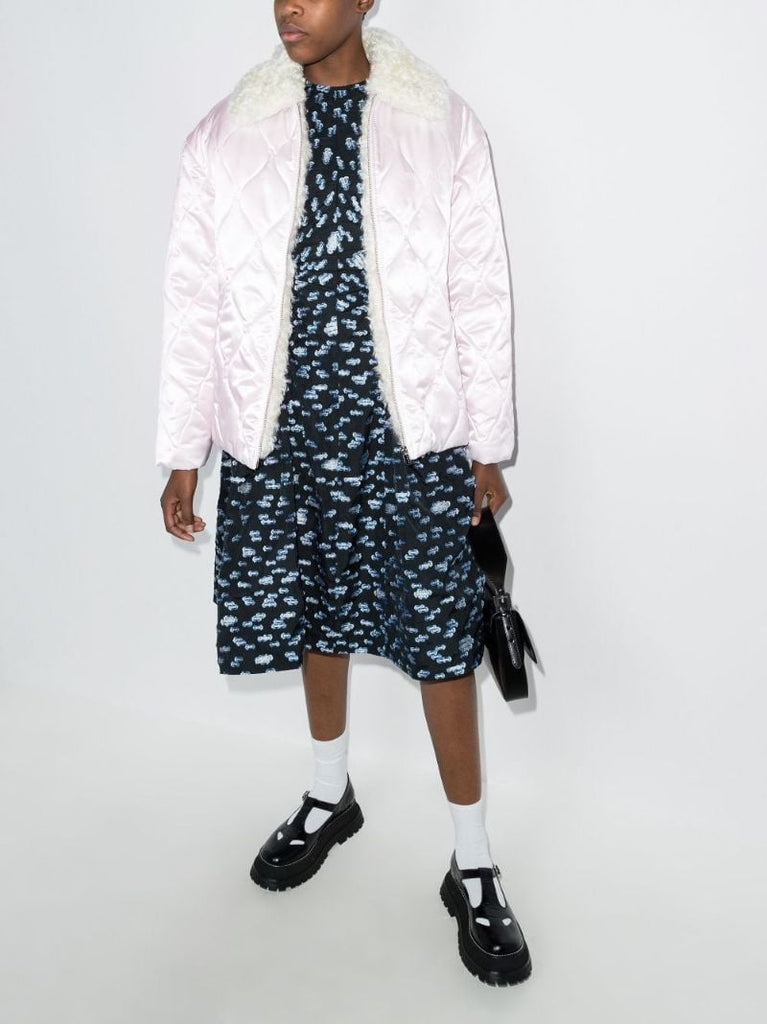 Shearling Trim Quilted Puffer Coat