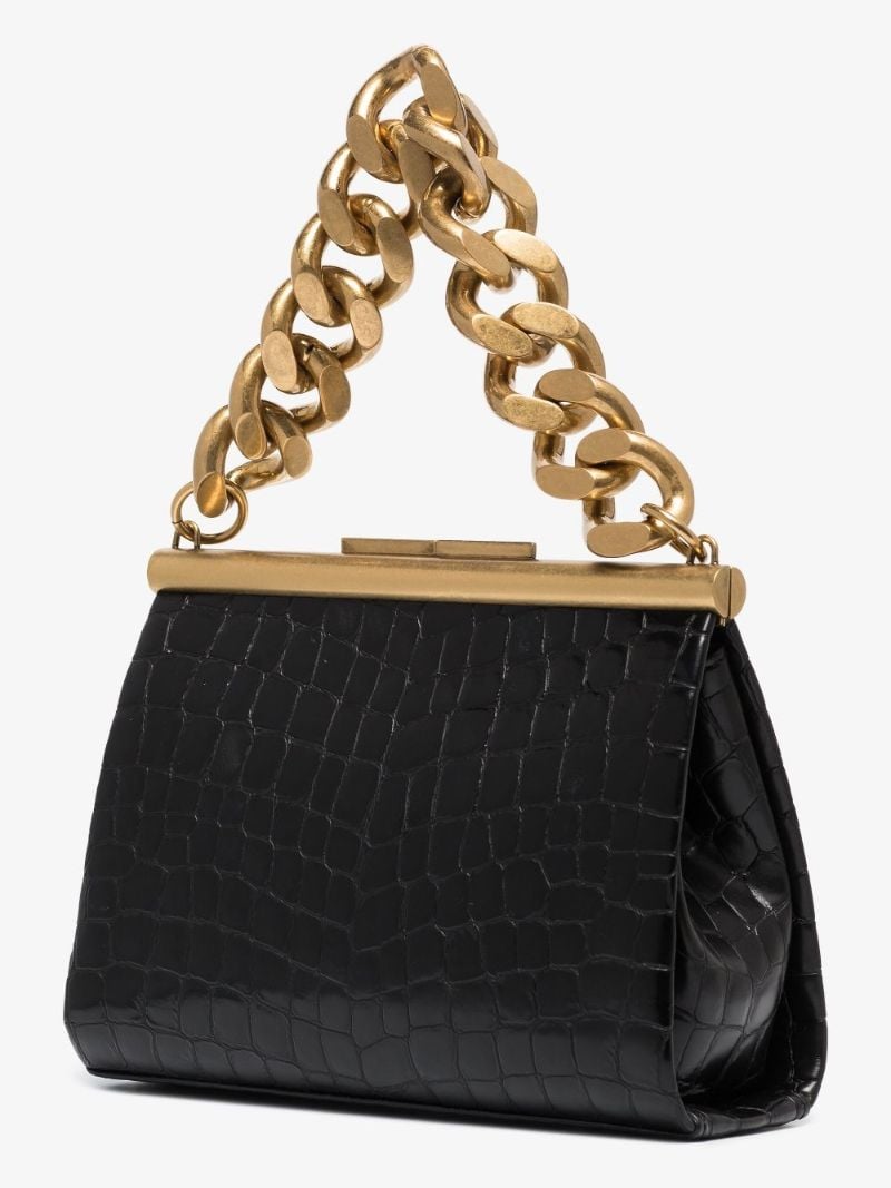 Black Small Mock Croc Shoulder Bag