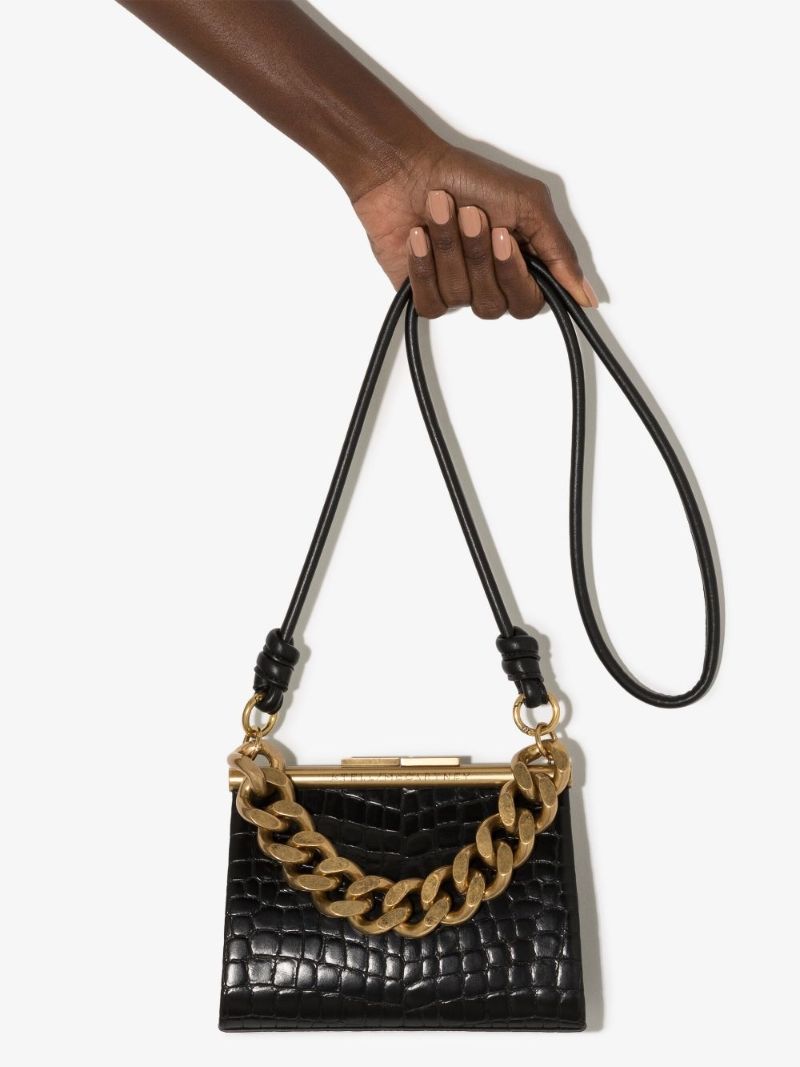 Black Small Mock Croc Shoulder Bag