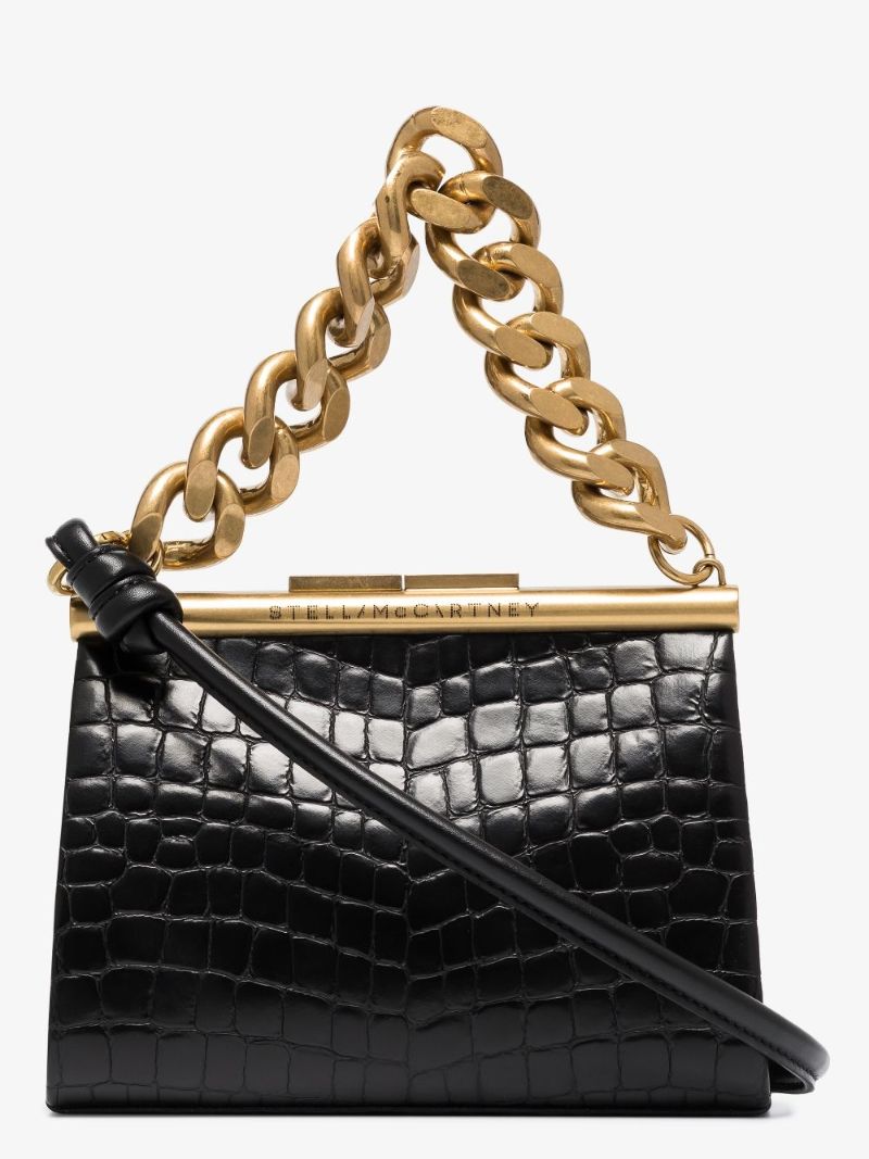 Black Small Mock Croc Shoulder Bag