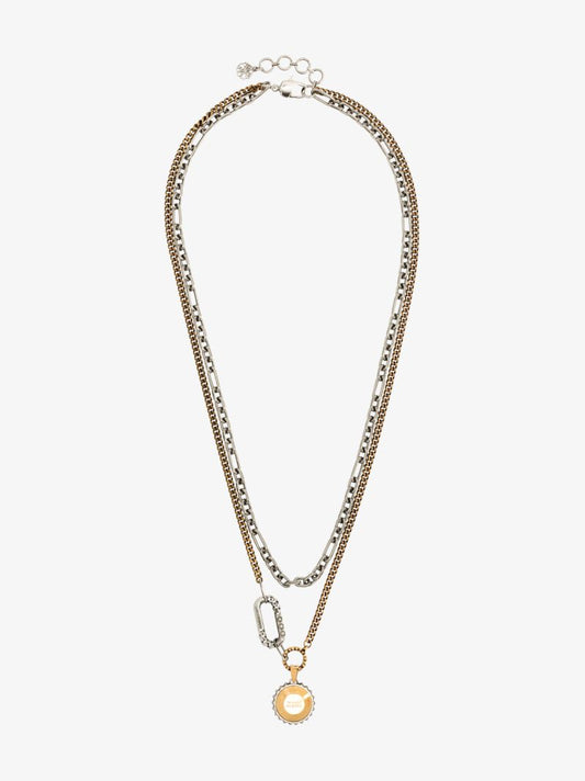 Silver and Gold Tone Punk Double Chain Necklace