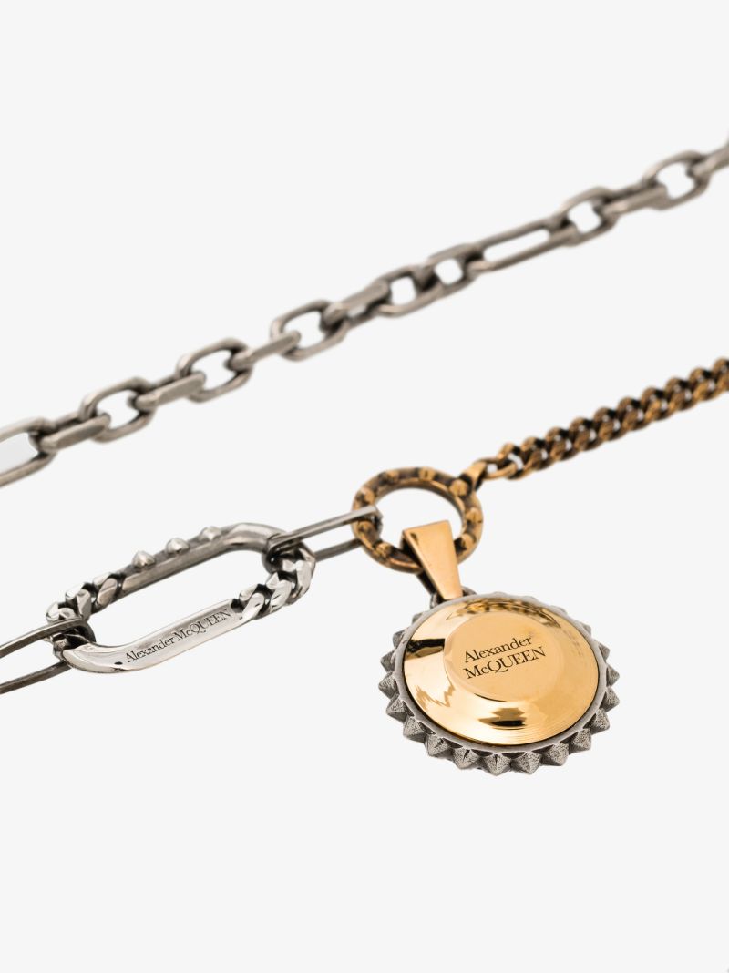 Silver and Gold Tone Punk Double Chain Necklace