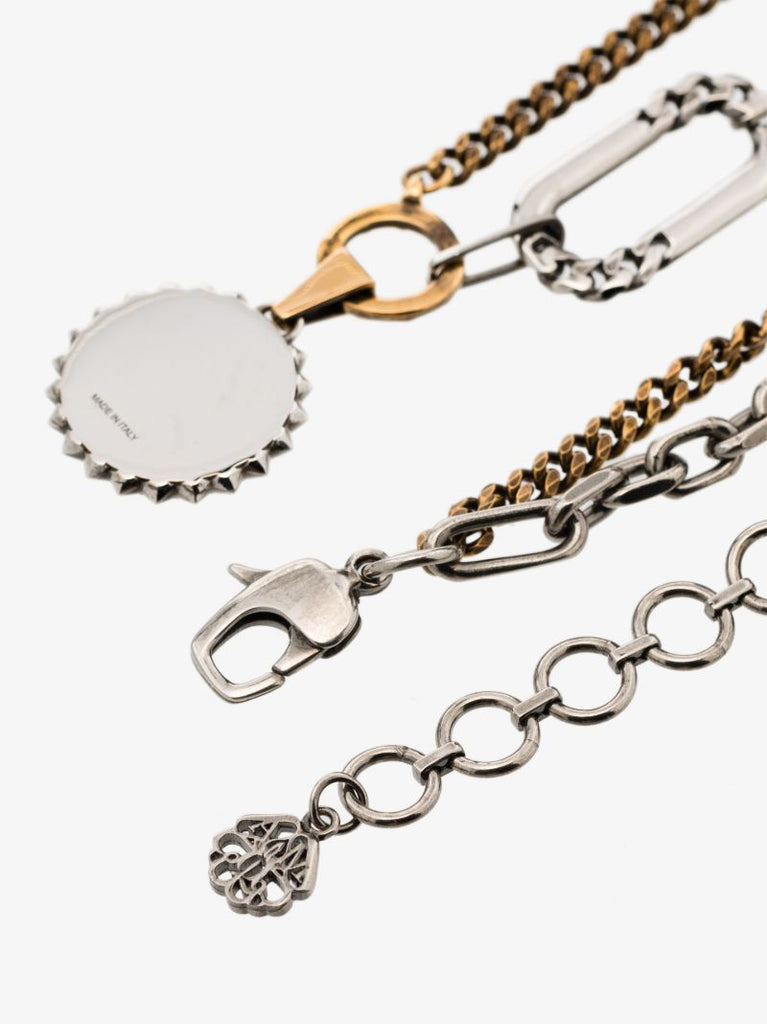 Silver and Gold Tone Punk Double Chain Necklace