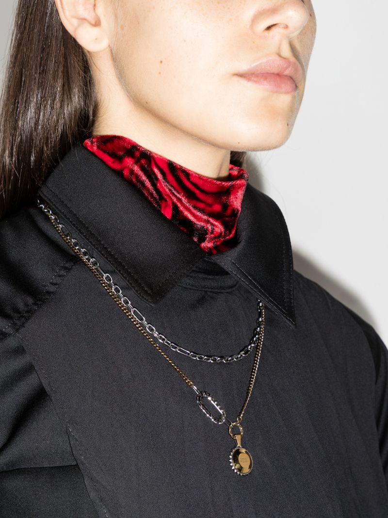 Silver and Gold Tone Punk Double Chain Necklace