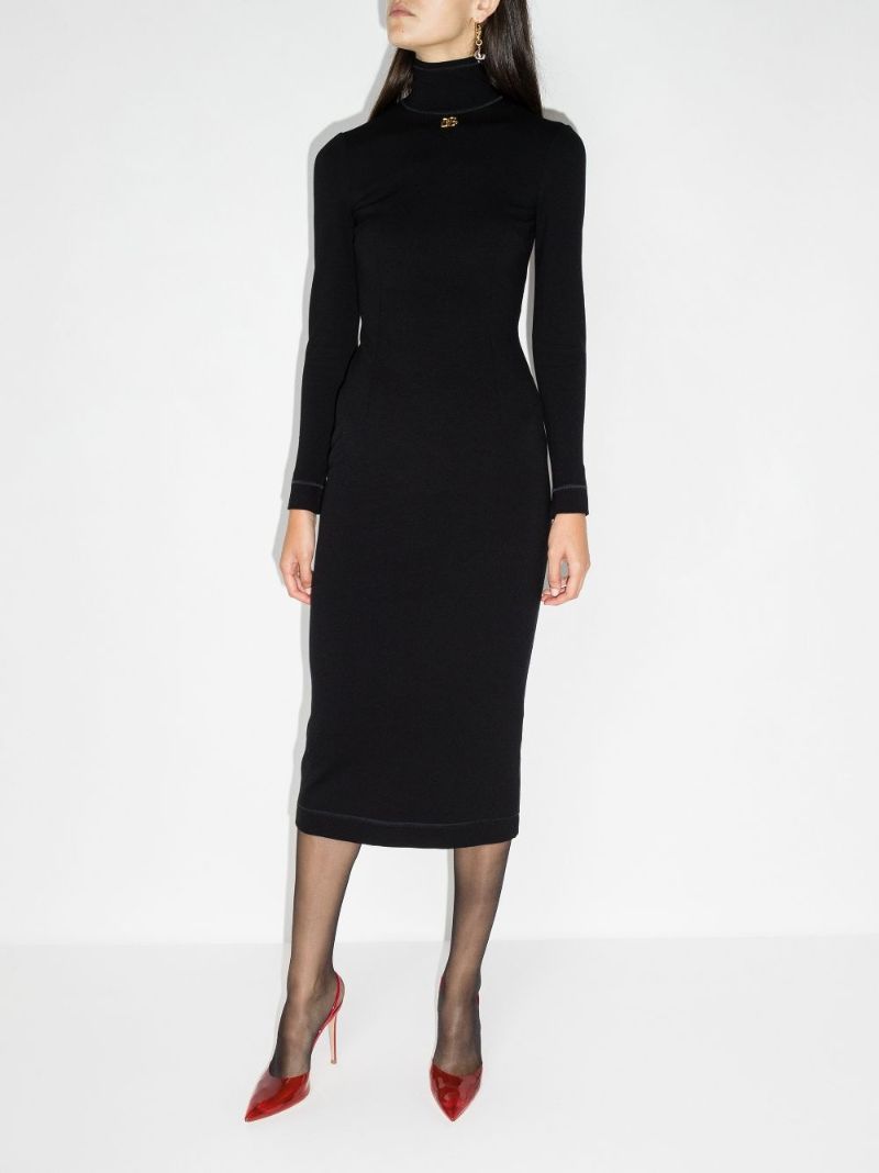 High Neck Midi Dress