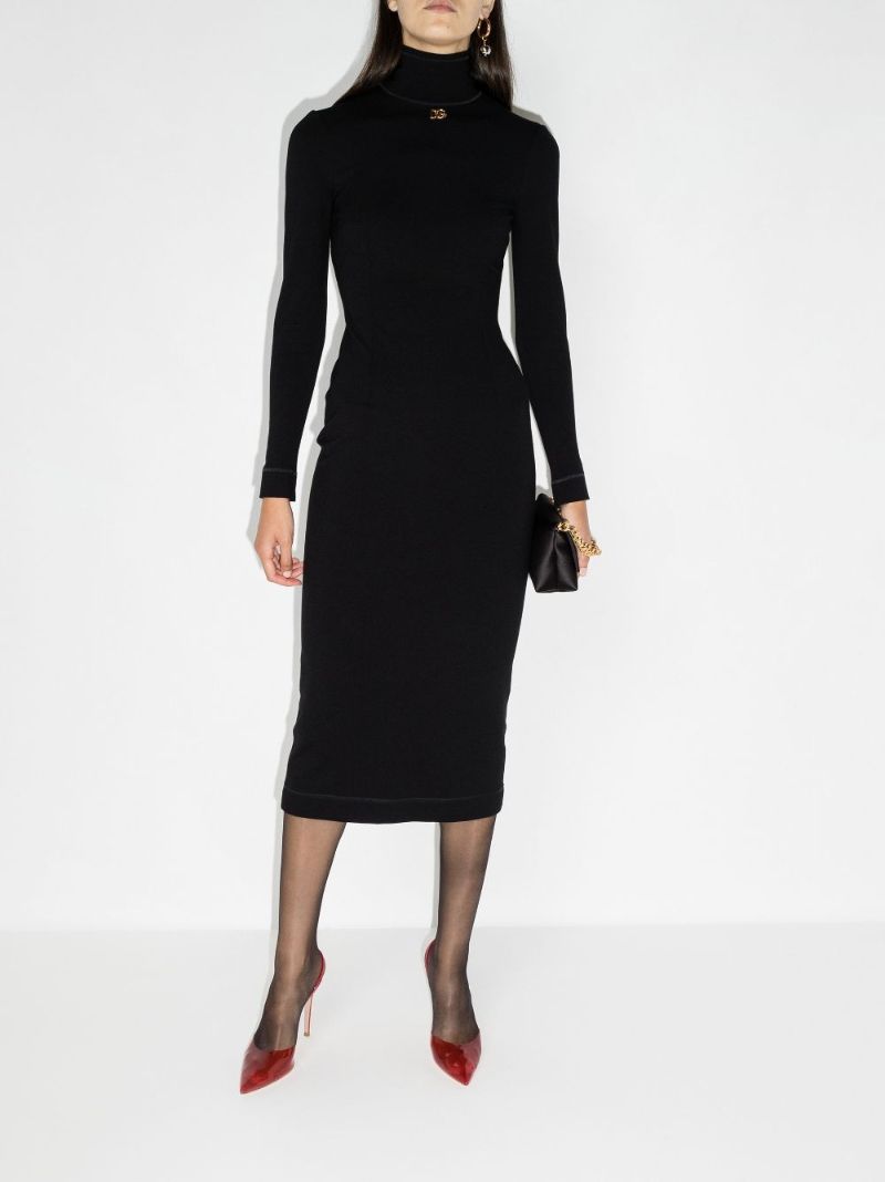 High Neck Midi Dress
