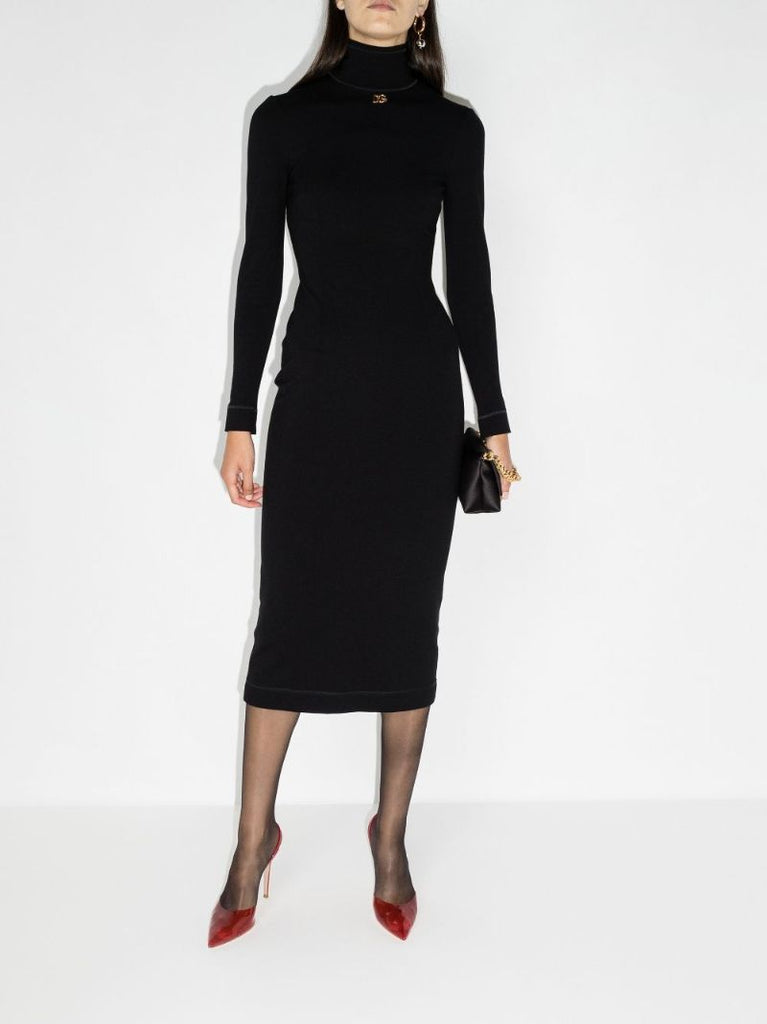 High Neck Midi Dress