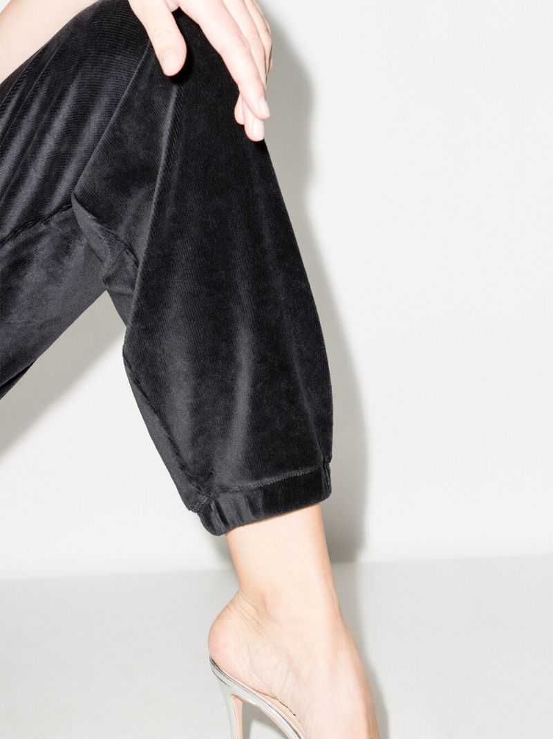 Black Logo-jacquard Velour Track Pants
