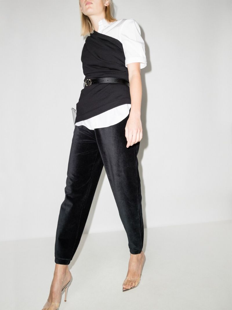 Black Logo-jacquard Velour Track Pants