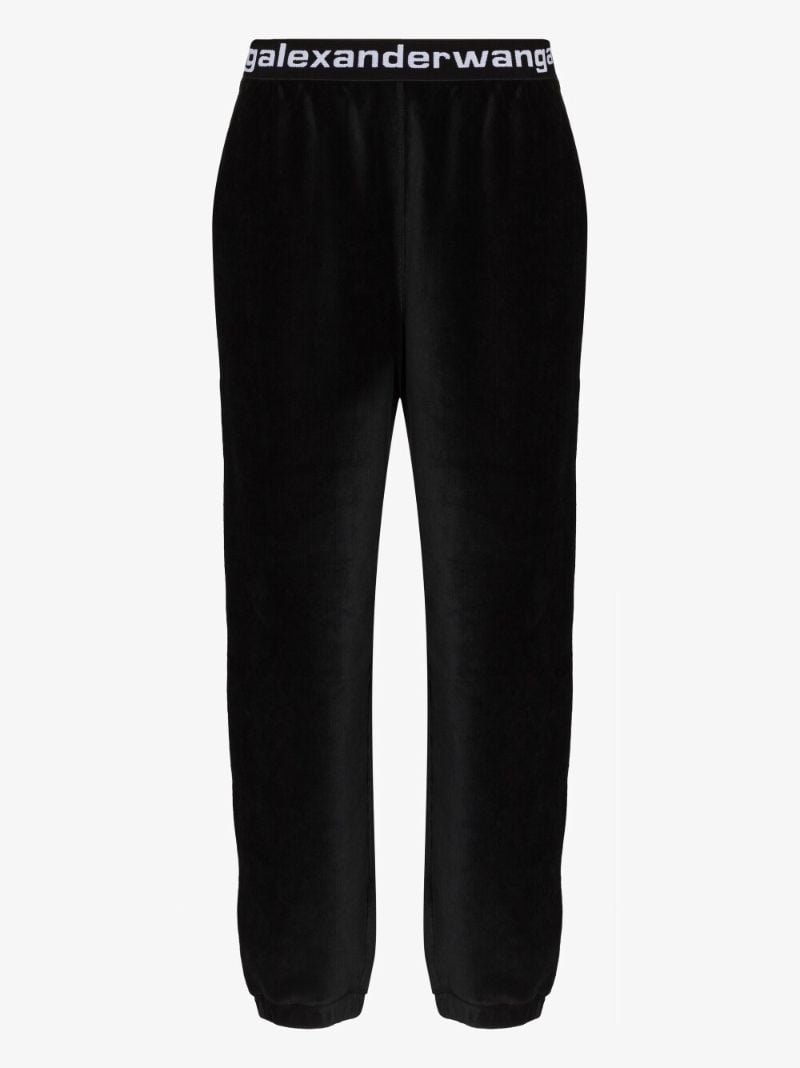 Black Logo-jacquard Velour Track Pants