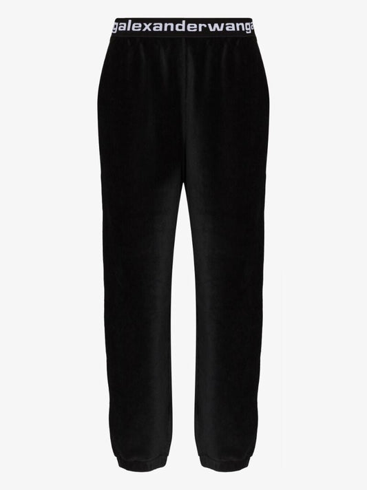 Black Logo-jacquard Velour Track Pants