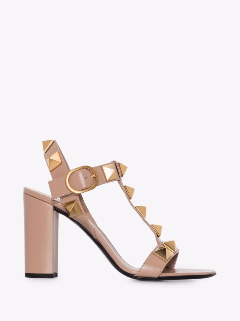 Pink Roman Stud 90 Leather Sandals