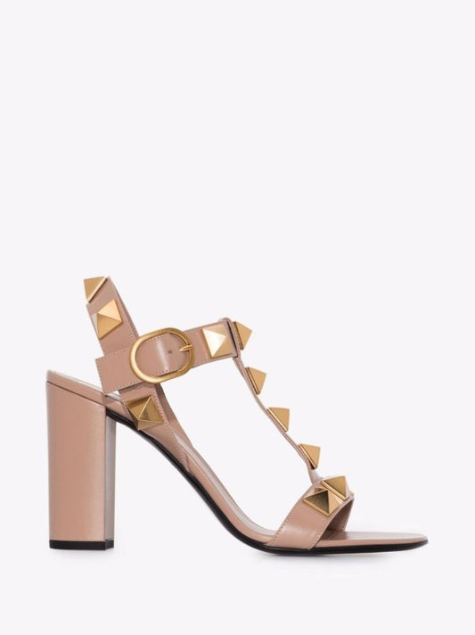 Pink Roman Stud 90 Leather Sandals