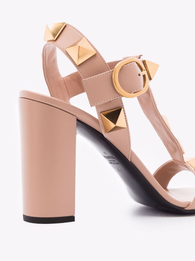 Pink Roman Stud 90 Leather Sandals