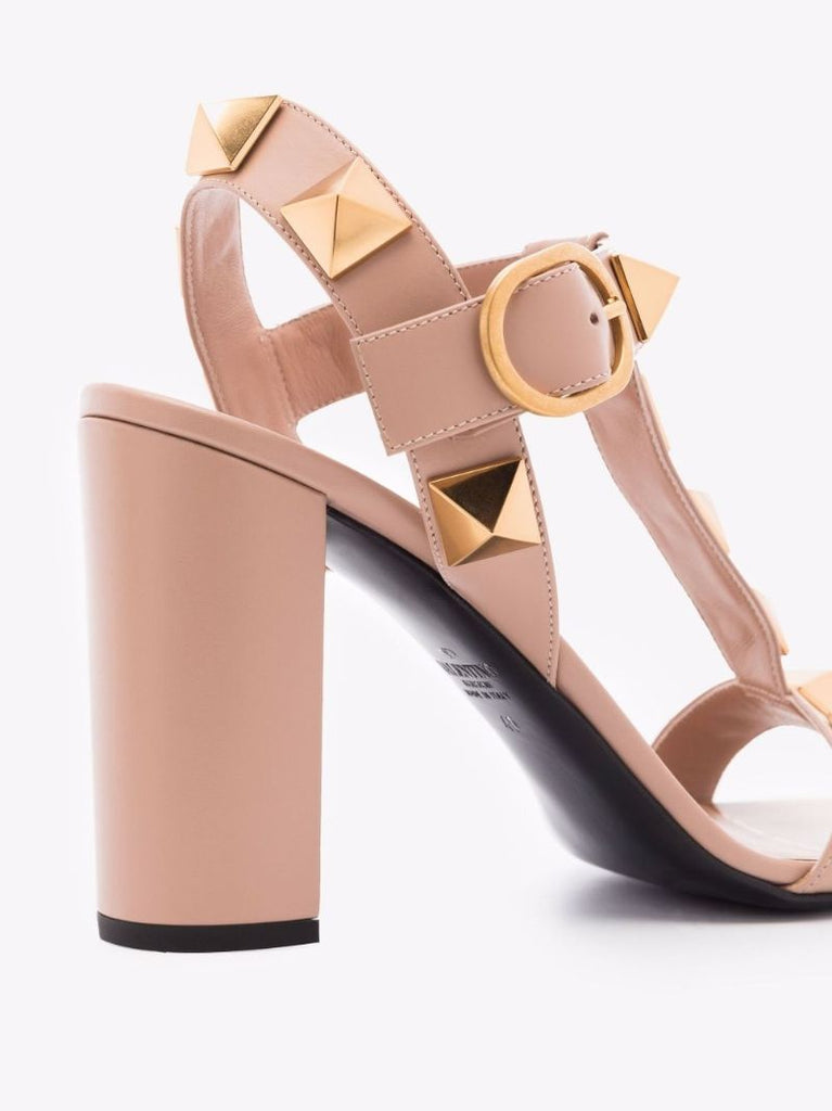Pink Roman Stud 90 Leather Sandals