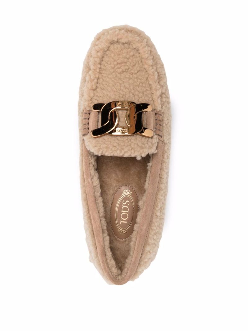 Brown Gommino Shearling Loafers