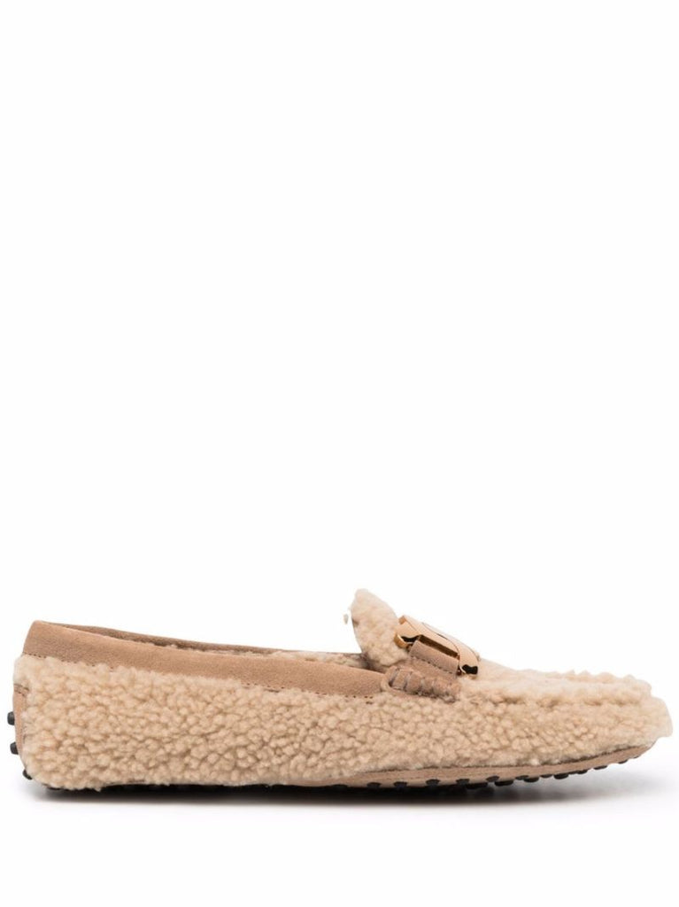 Brown Gommino Shearling Loafers