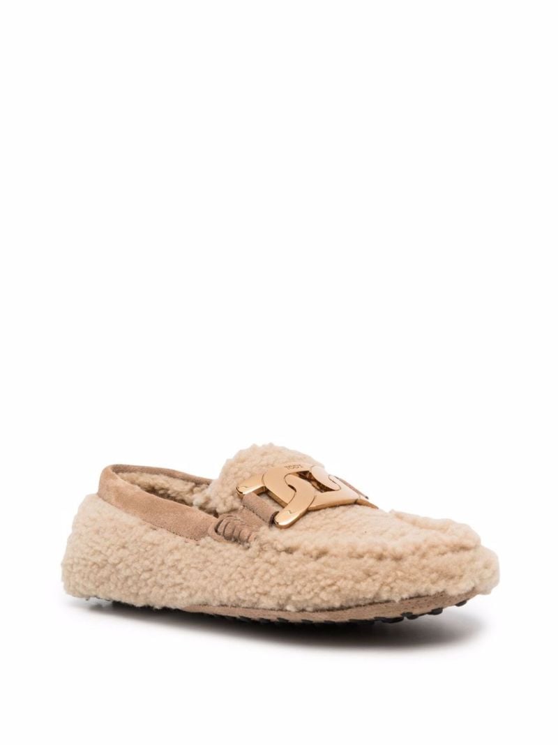Brown Gommino Shearling Loafers