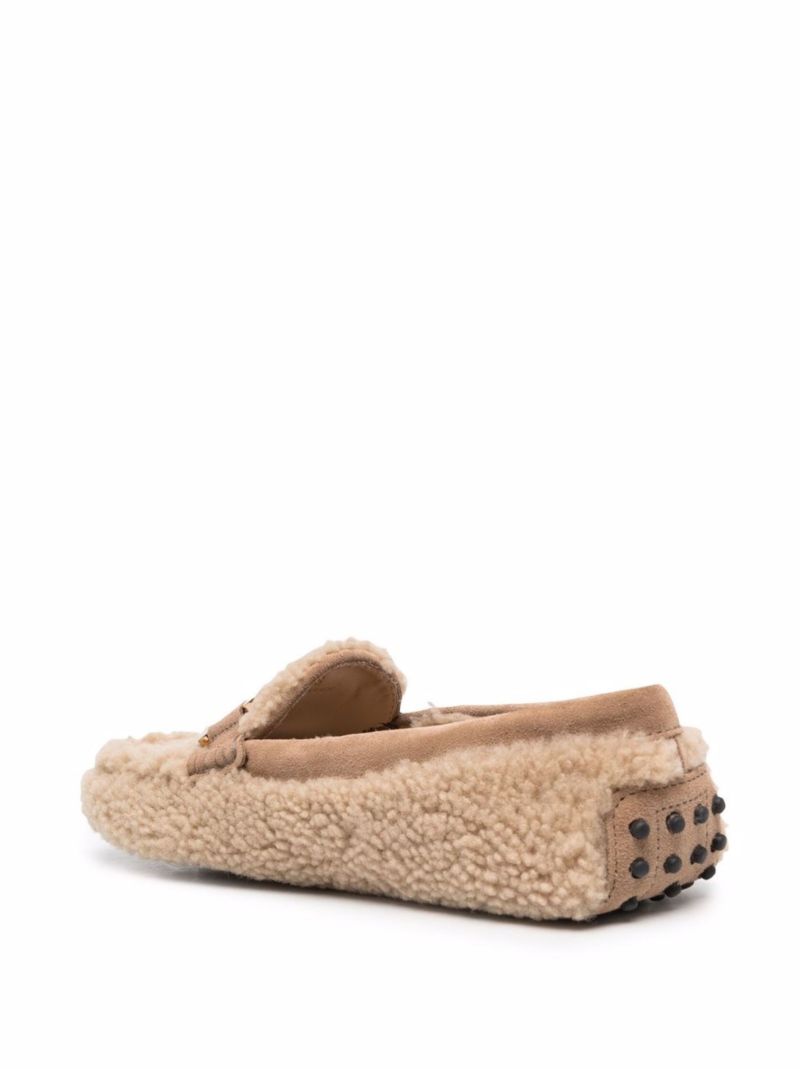 Brown Gommino Shearling Loafers