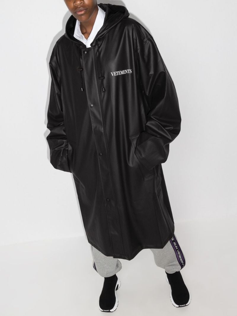Logo Print Hooded Rain Coat