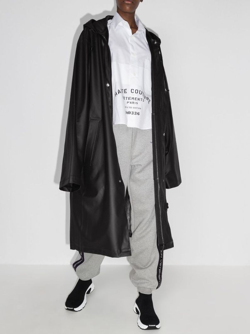 Logo Print Hooded Rain Coat