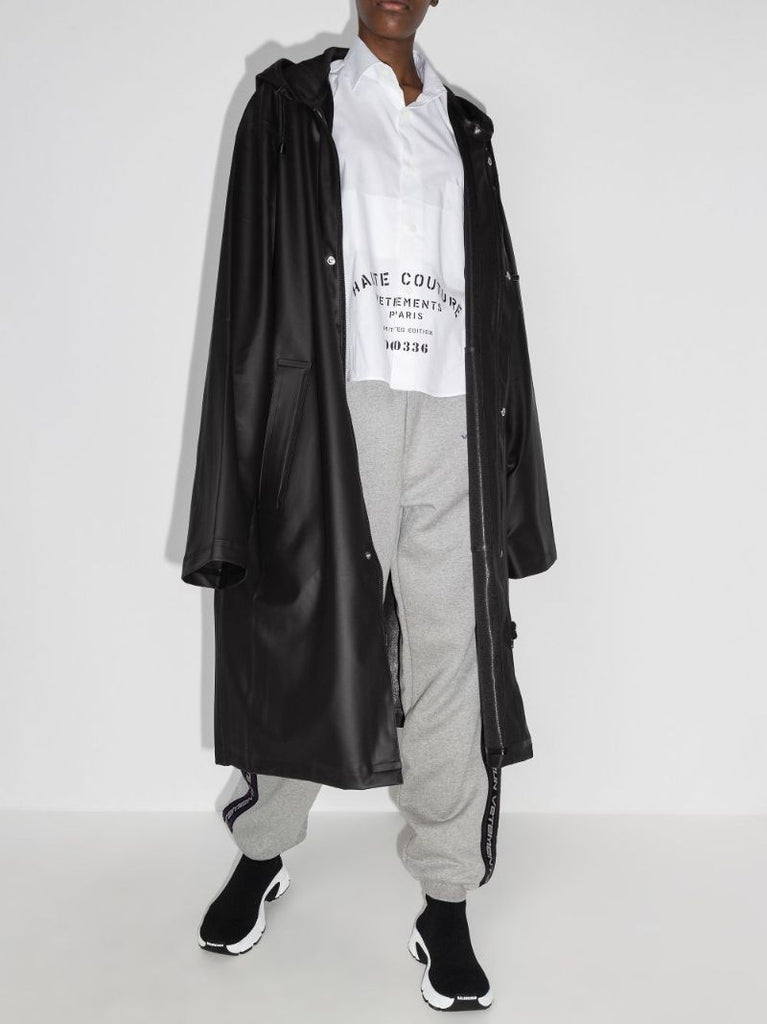 Logo Print Hooded Rain Coat