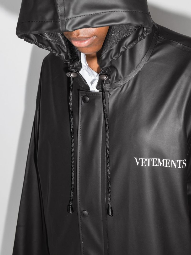 Logo Print Hooded Rain Coat