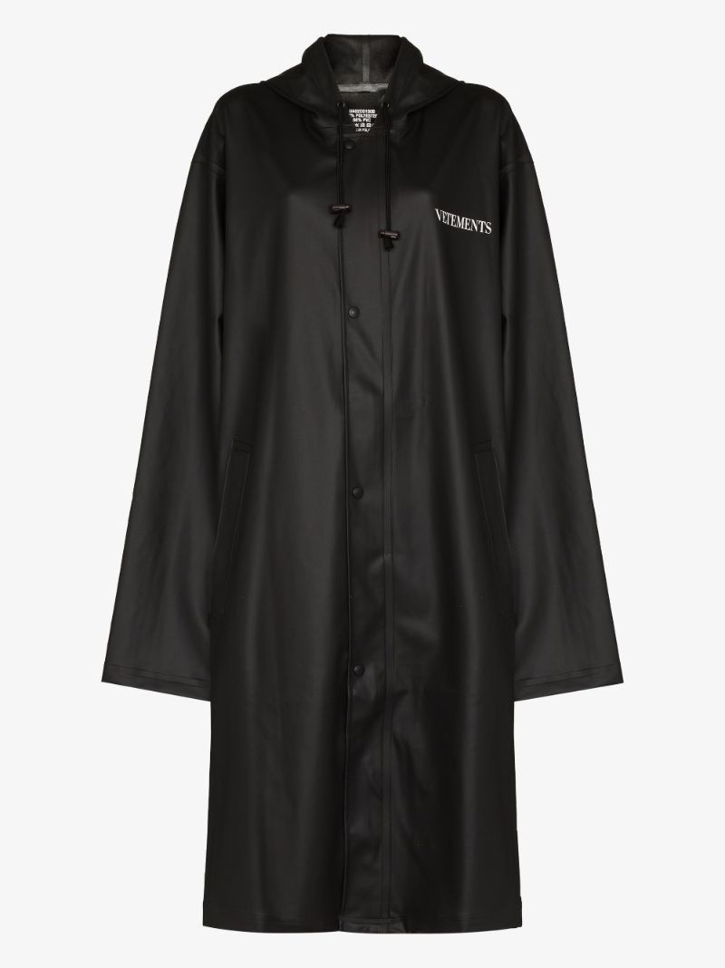 Logo Print Hooded Rain Coat