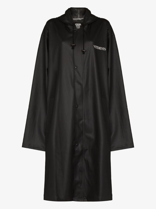 Logo Print Hooded Rain Coat
