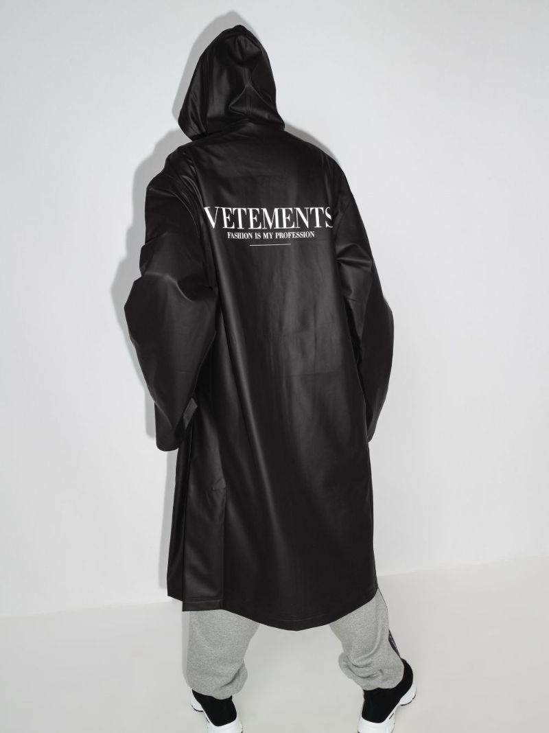 Logo Print Hooded Rain Coat