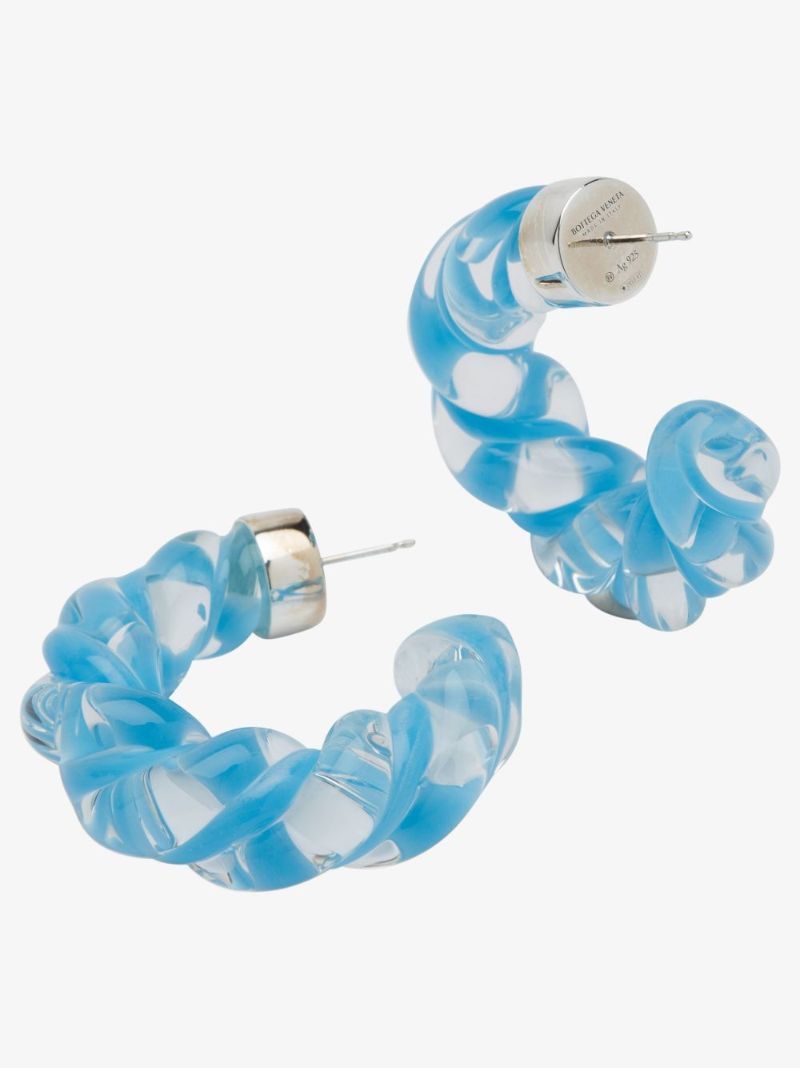 Blue Twist Glass Hoop Earrings