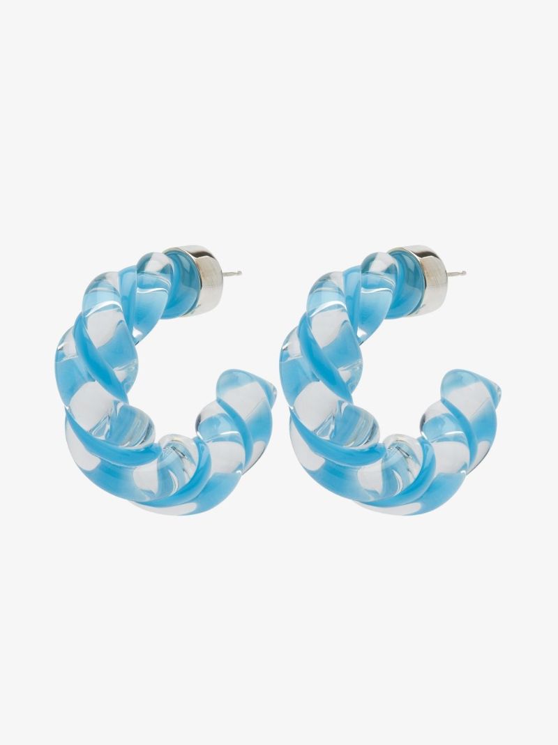 Blue Twist Glass Hoop Earrings