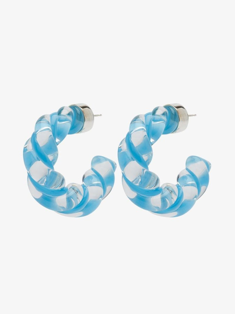 Blue Twist Glass Hoop Earrings