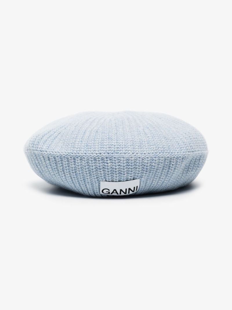 Blue Ribbed Wool Beret