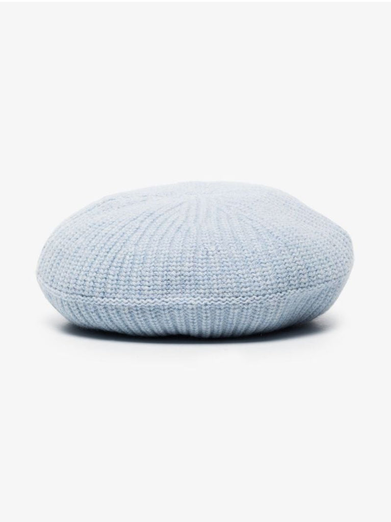 Blue Ribbed Wool Beret