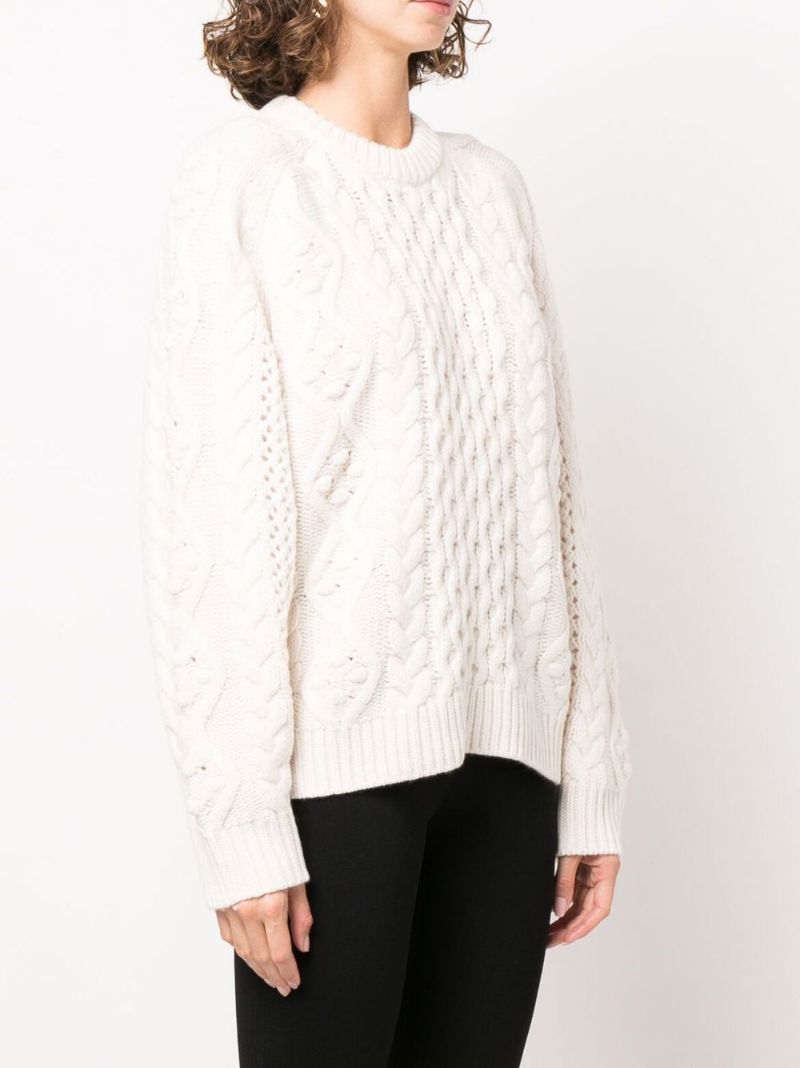 Neutral Secas Cable-knit Wool Sweater
