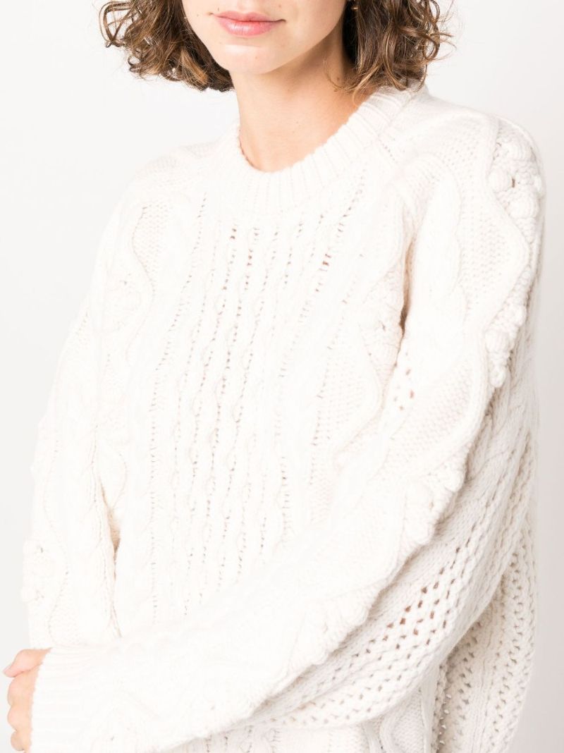 Neutral Secas Cable-knit Wool Sweater
