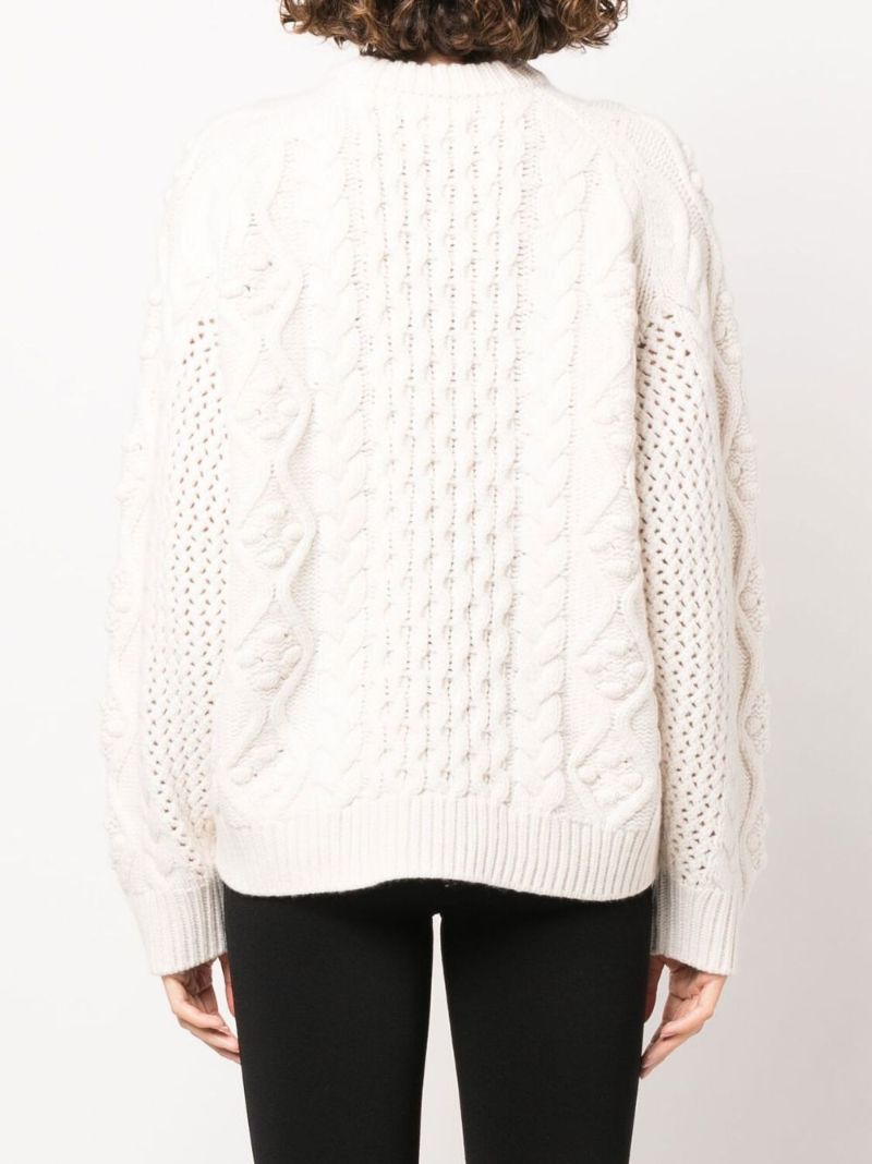 Neutral Secas Cable-knit Wool Sweater
