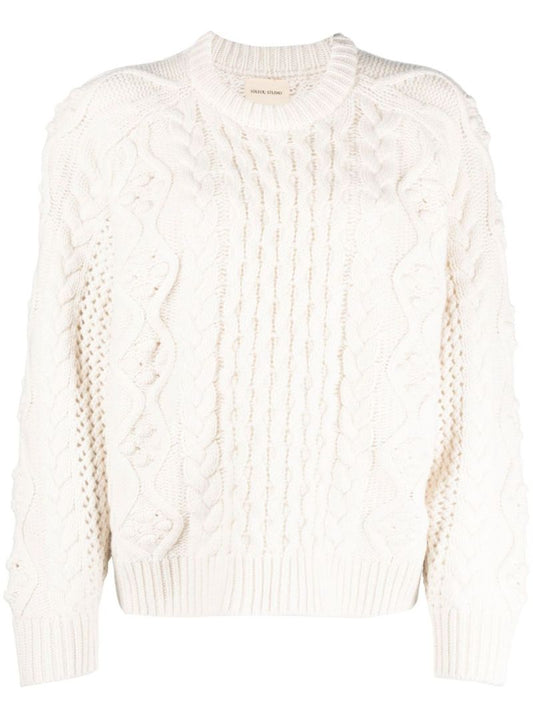 Neutral Secas Cable-knit Wool Sweater