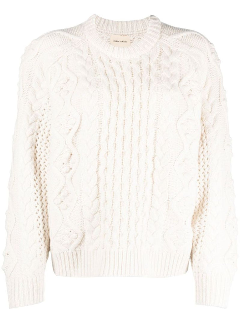 Neutral Secas Cable-knit Wool Sweater