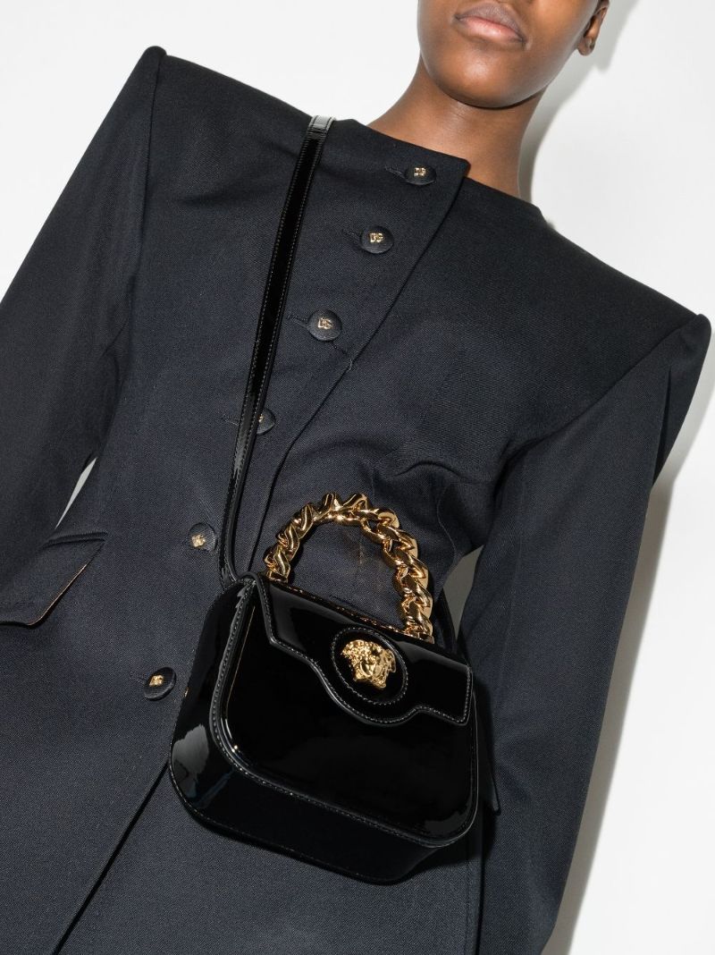 Black La Medusa Patent Leather Mini Bag