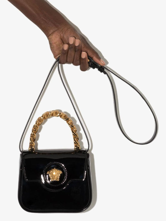 Black La Medusa Patent Leather Mini Bag