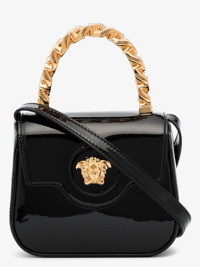 Black La Medusa Patent Leather Mini Bag