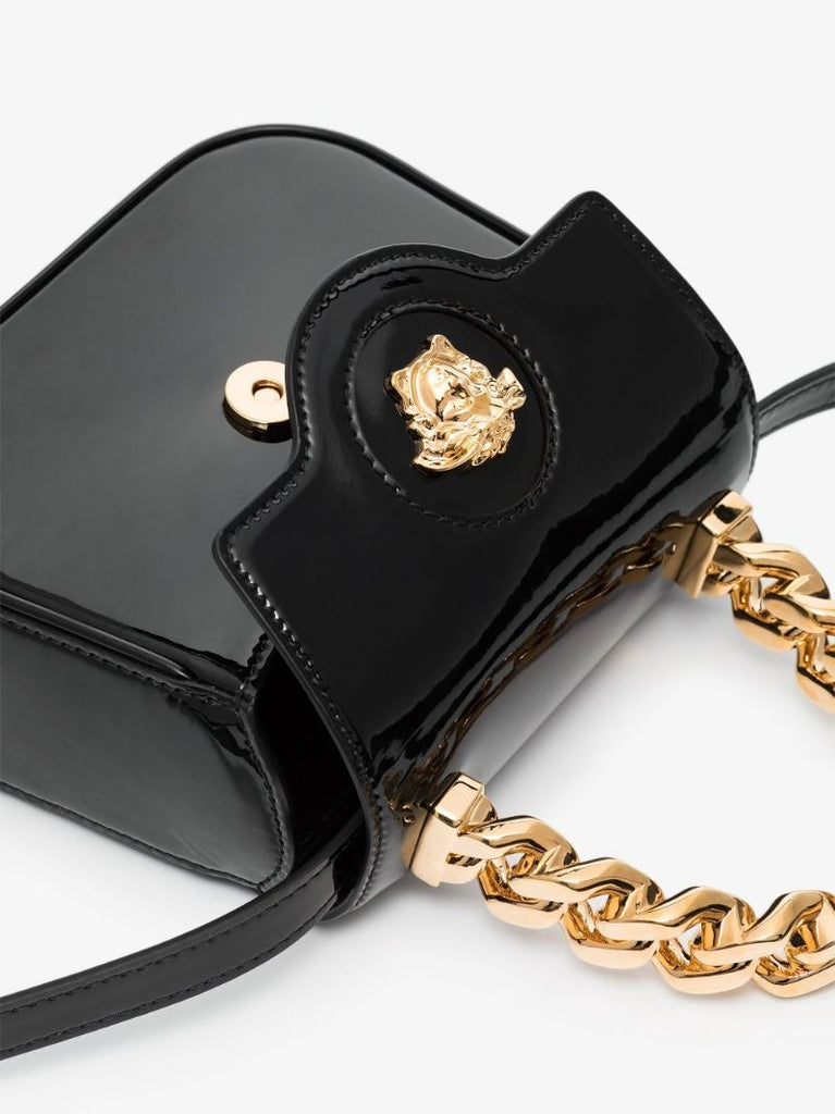 Black La Medusa Patent Leather Mini Bag