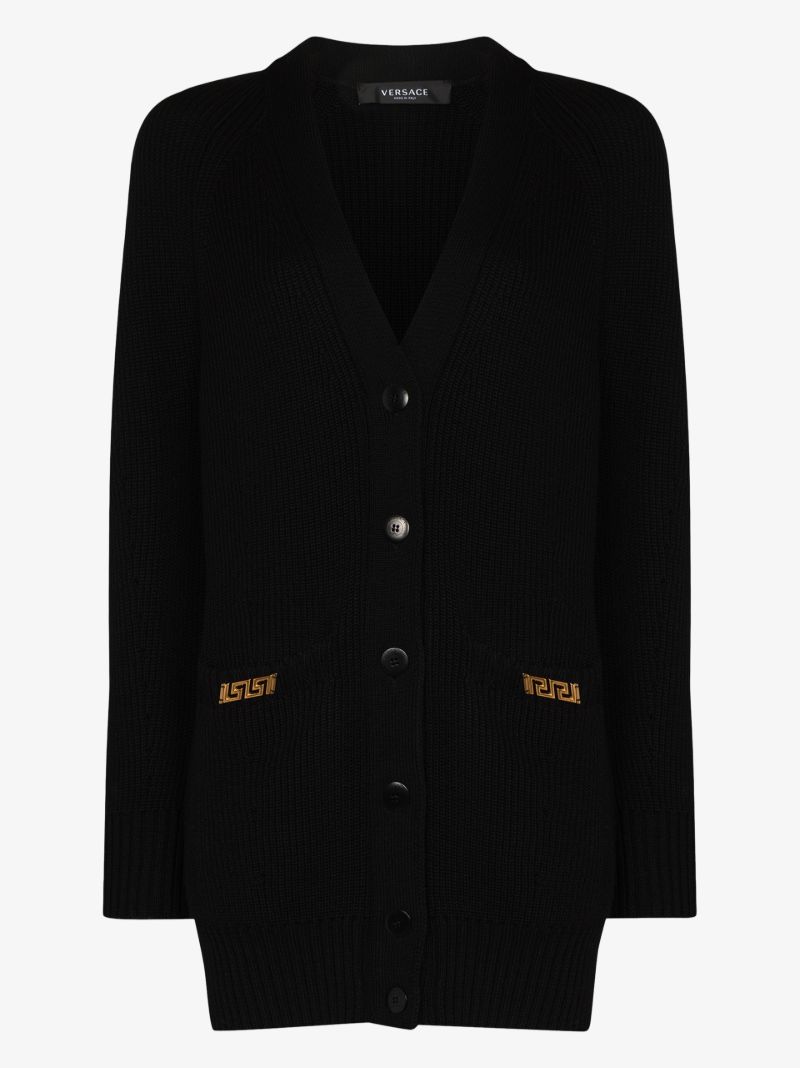 Greca Trim Wool Cardigan