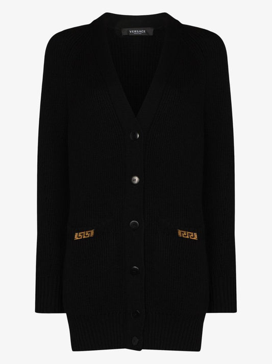 Greca Trim Wool Cardigan