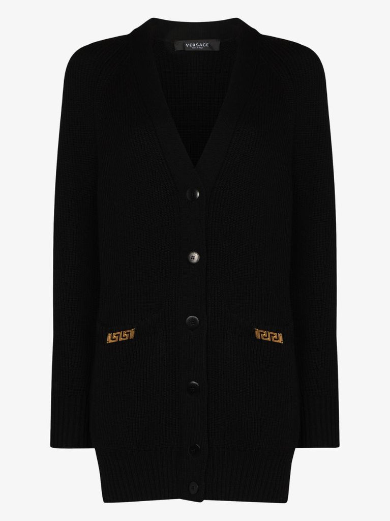 Greca Trim Wool Cardigan