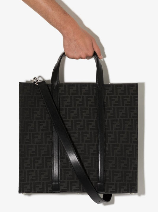 Black Ff Jacquard Monogram Tote Bag