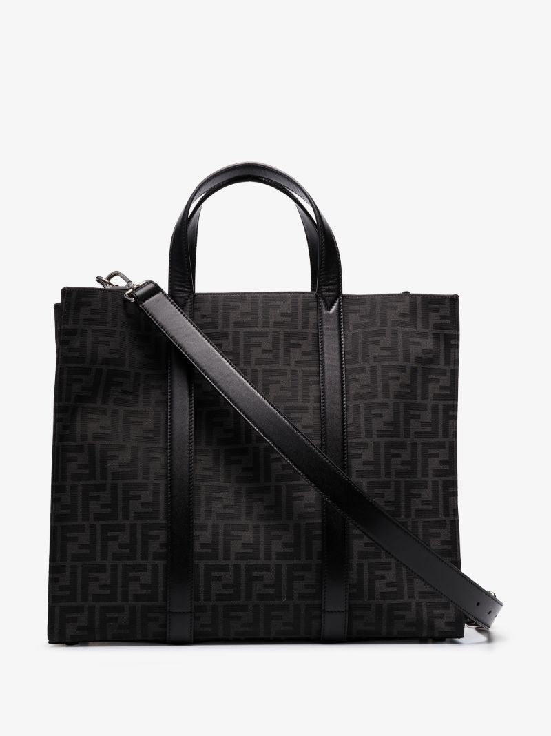 Black Ff Jacquard Monogram Tote Bag