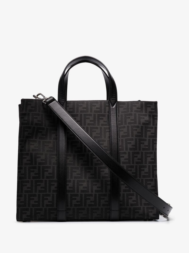 Black Ff Jacquard Monogram Tote Bag